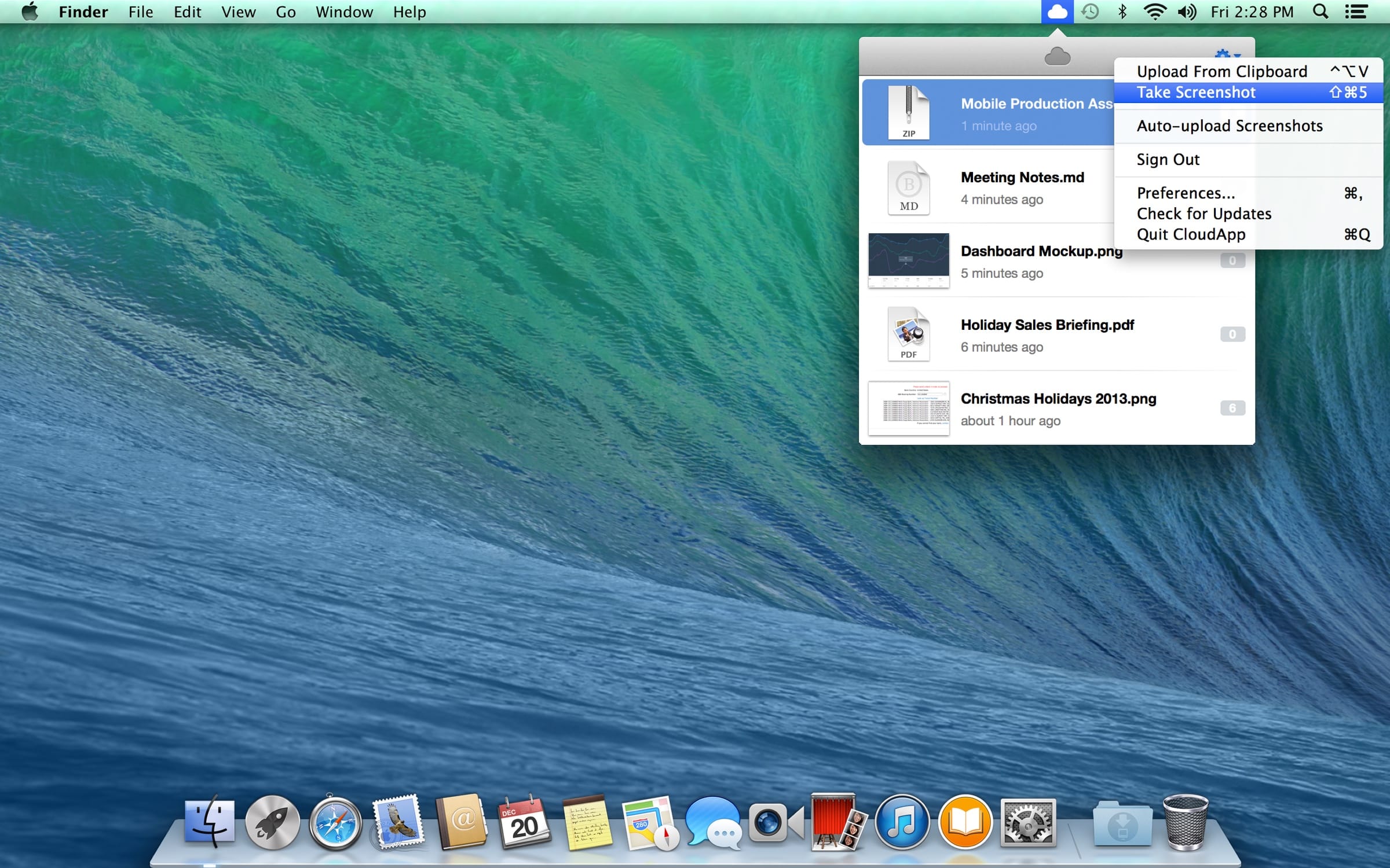 Screenshot of CloudApp 2 on macOS desktop