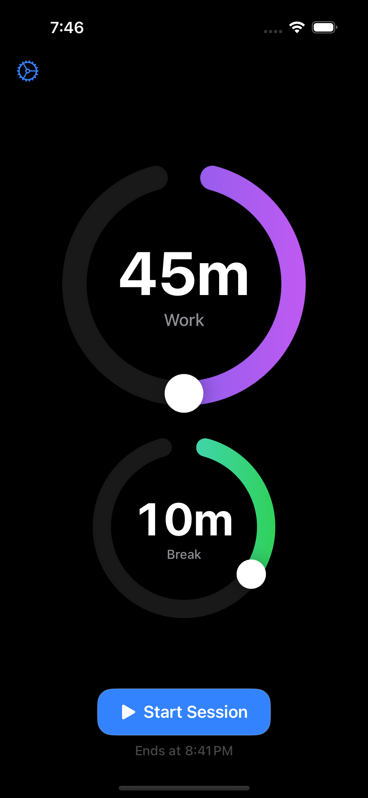 Screenshot of Breaks on iPhone